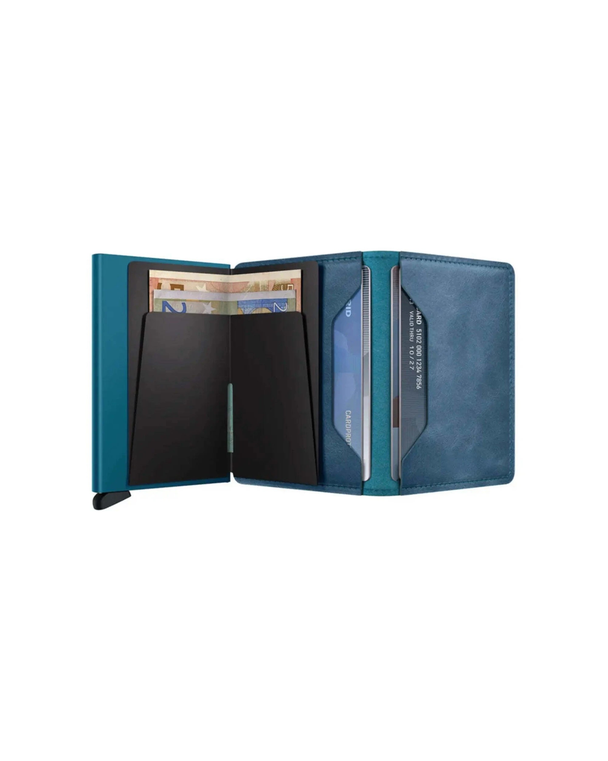 3 Secrid Slimwallet Compact RFID Wallet Vintage Aluminium Leather Vintage Teal - Blue, 3 of 5