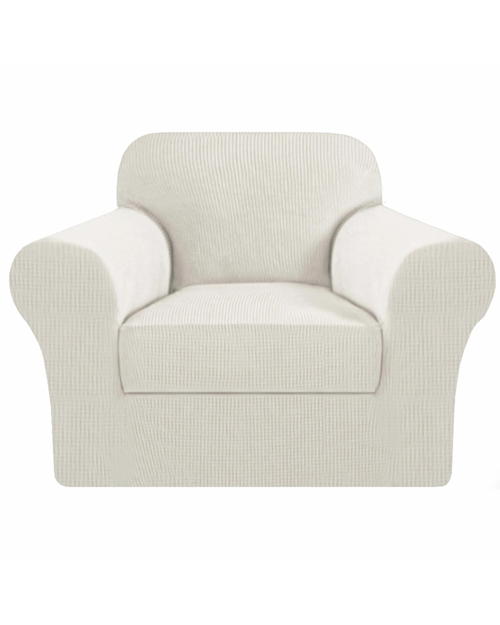 1 Smarcute 1 Seater 2-Piece Spandex Stretch Anti-Slip Sofa Cover - Beige, 1 of 5
