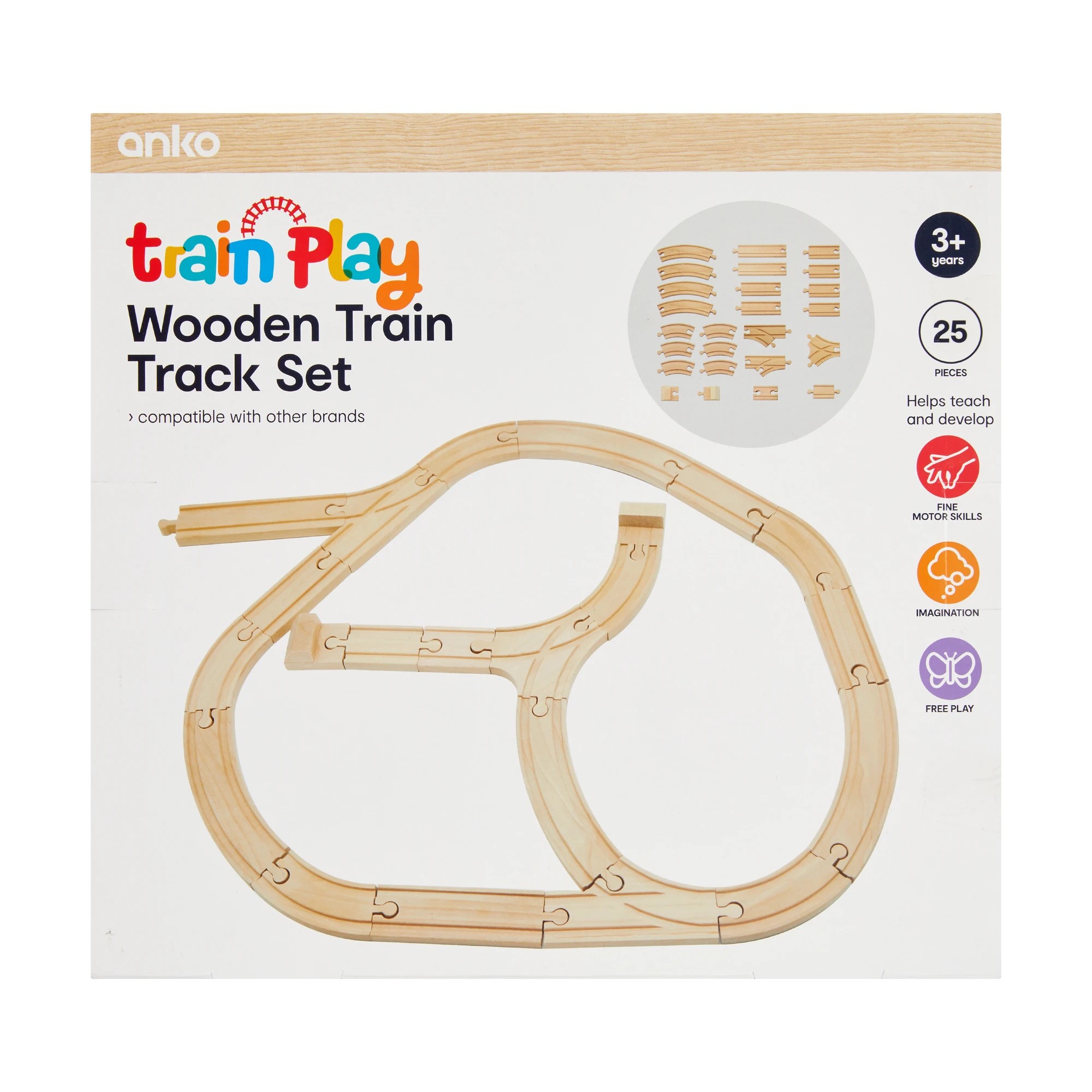 10 25 Piece Wooden Train Track Set, 10 of 10
