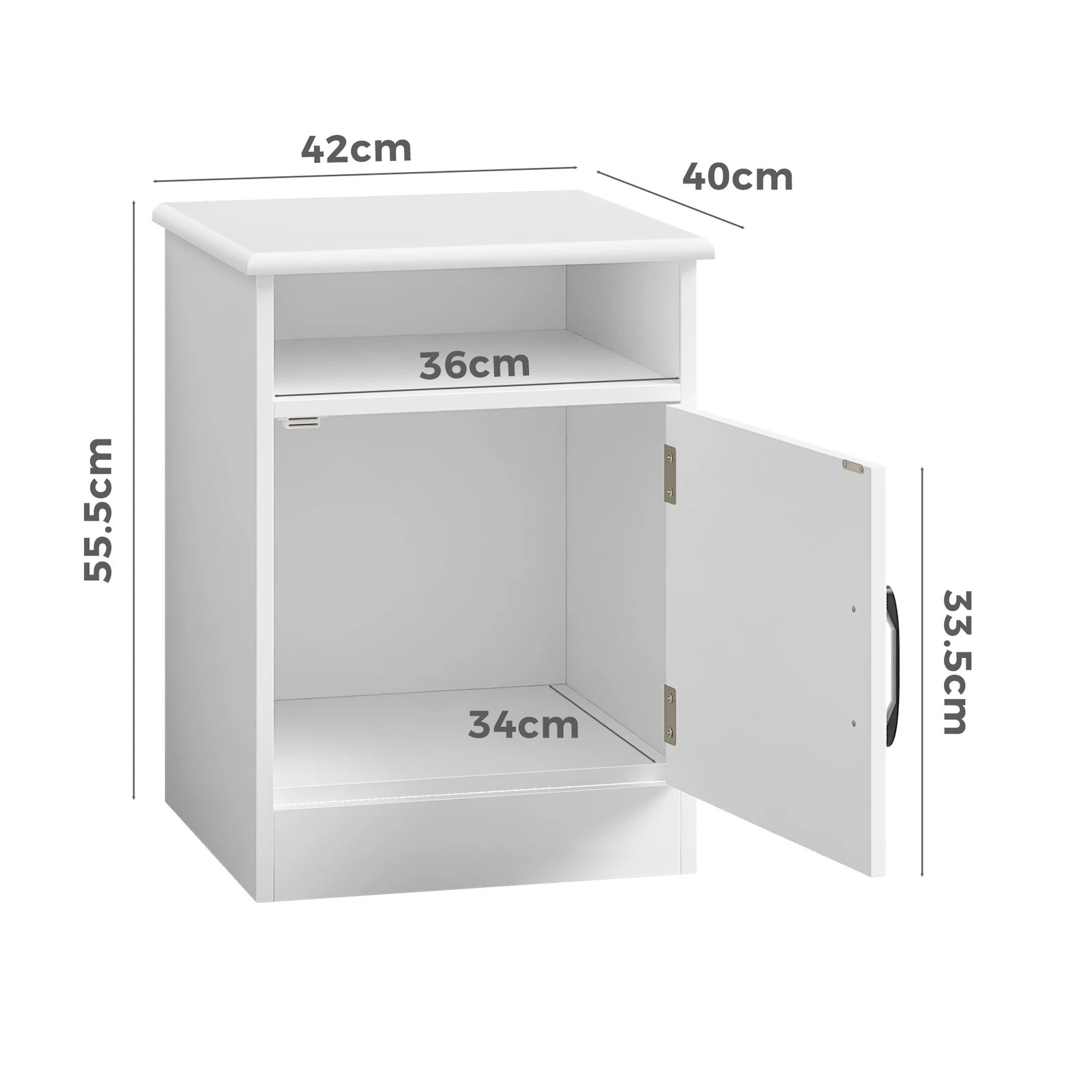 8 Alfordson 2x Bedside Table Storage Cabinet Nightstand - White, 8 of 10
