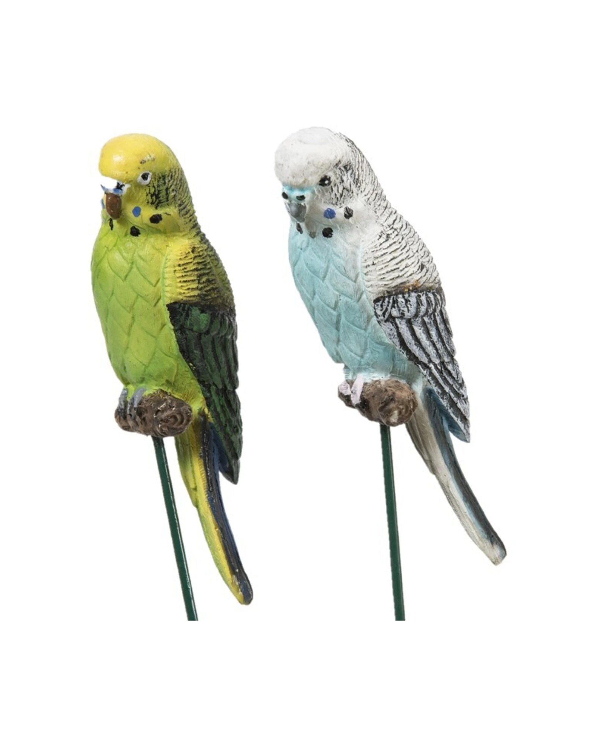 2 Alfresco Garden 25cm Polyresin Budgie on Stick Decor Design - Multi, 2 of 2