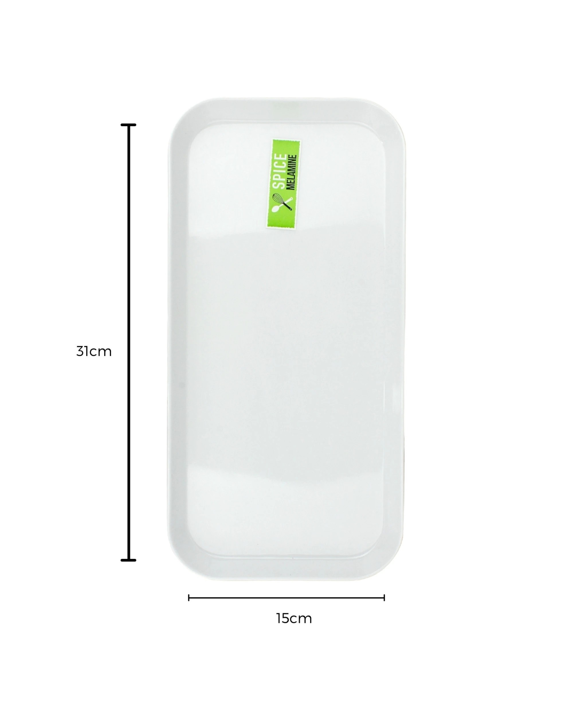 3 Spice Kitchen White Rectangular Rounded Melamine Platter 31cm x 15cm, 3 of 3