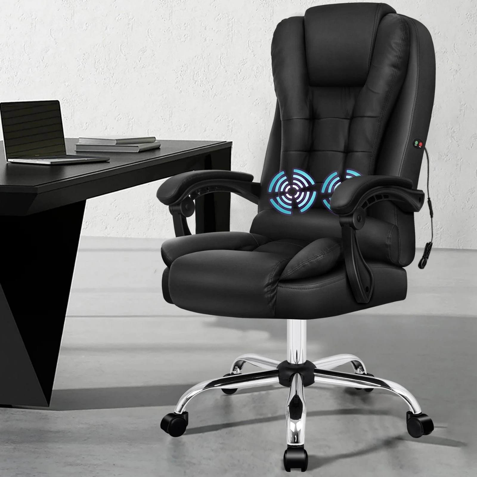 5 Alfordson Massage Office Chair Executive PU Leather Seat Gaming Computer Racer - Black, 5 of 10