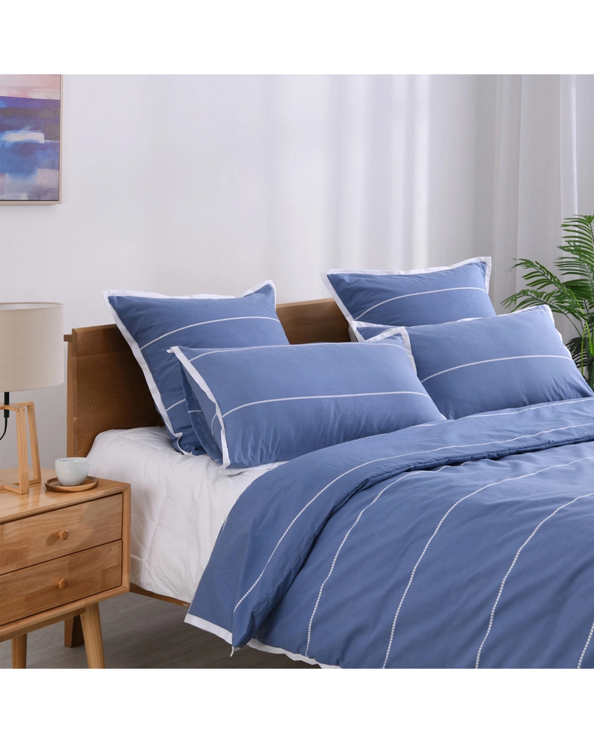 3 Jason Commercial Calista Quilt Cover Set 140x210cm - Blue, 3 of 3