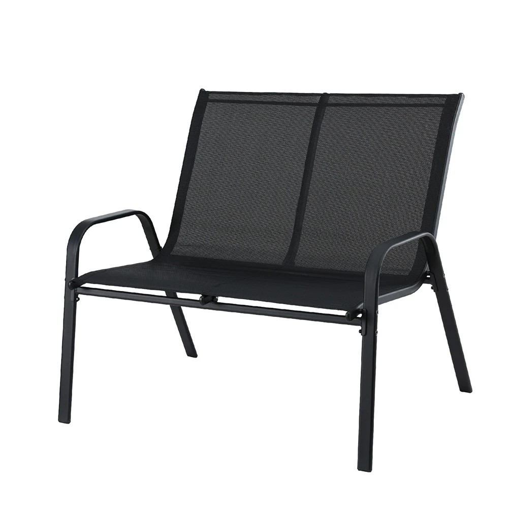 2 Gardeon Garden Bench Seat Steel Outdoor Patio Park Lounge Backyard Chair - Black, 2 of 7