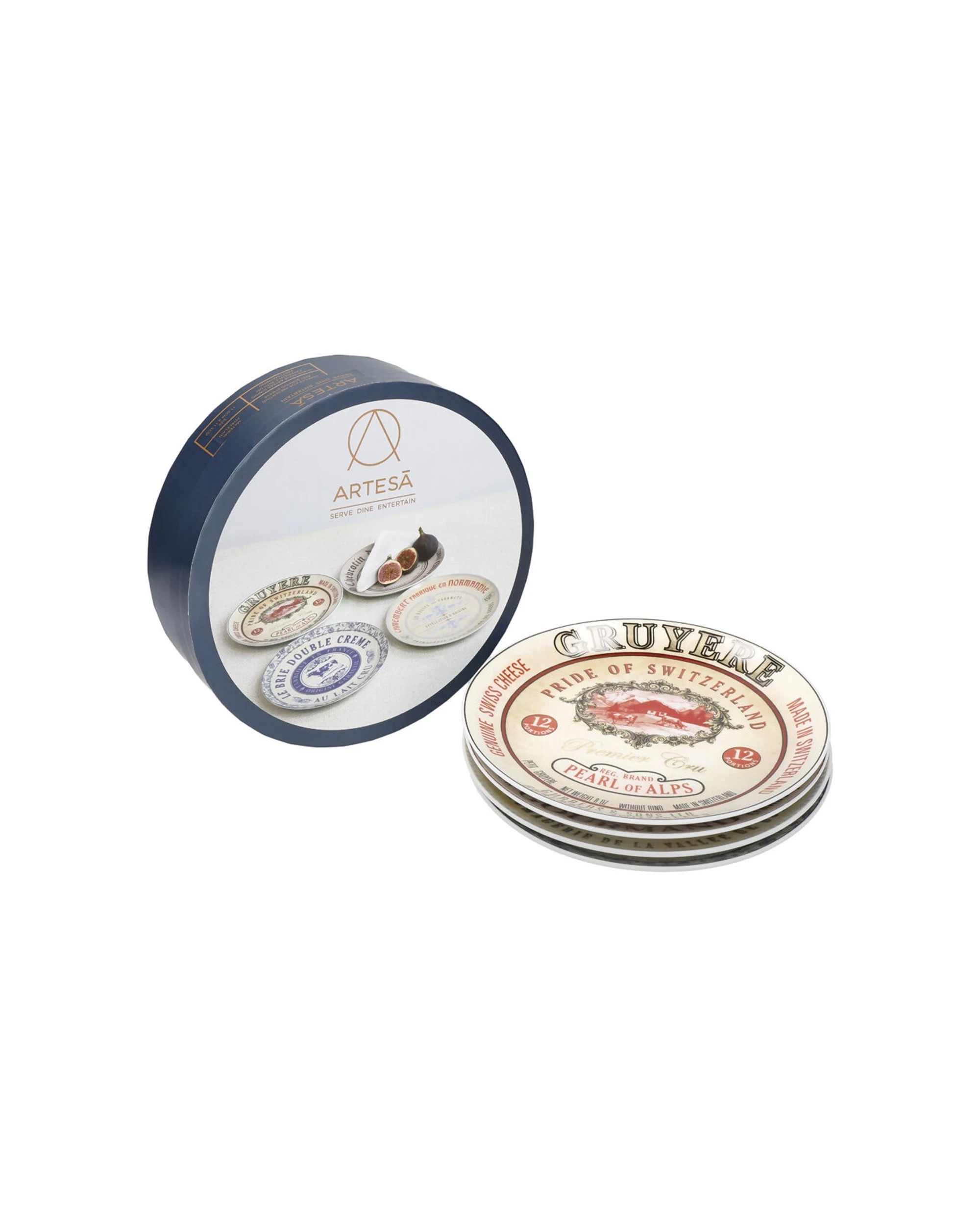 3 Artesa 4pc Creative Tops Gourmet Porcelain Cheese Plates Set With Designs - Multi, 3 of 4