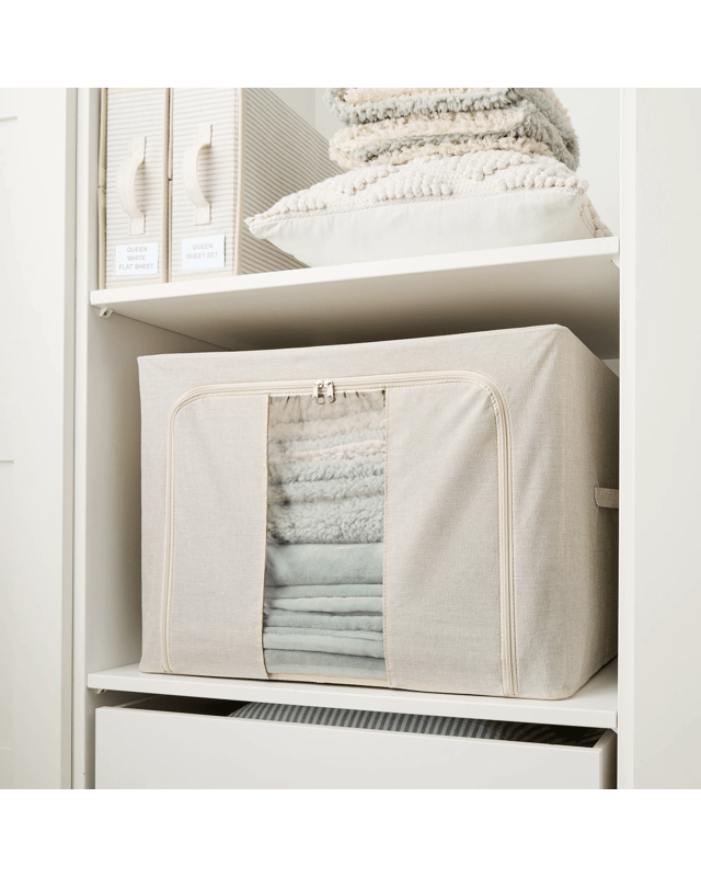 Linen Look Collapsible Box with Window - Extra Large, B