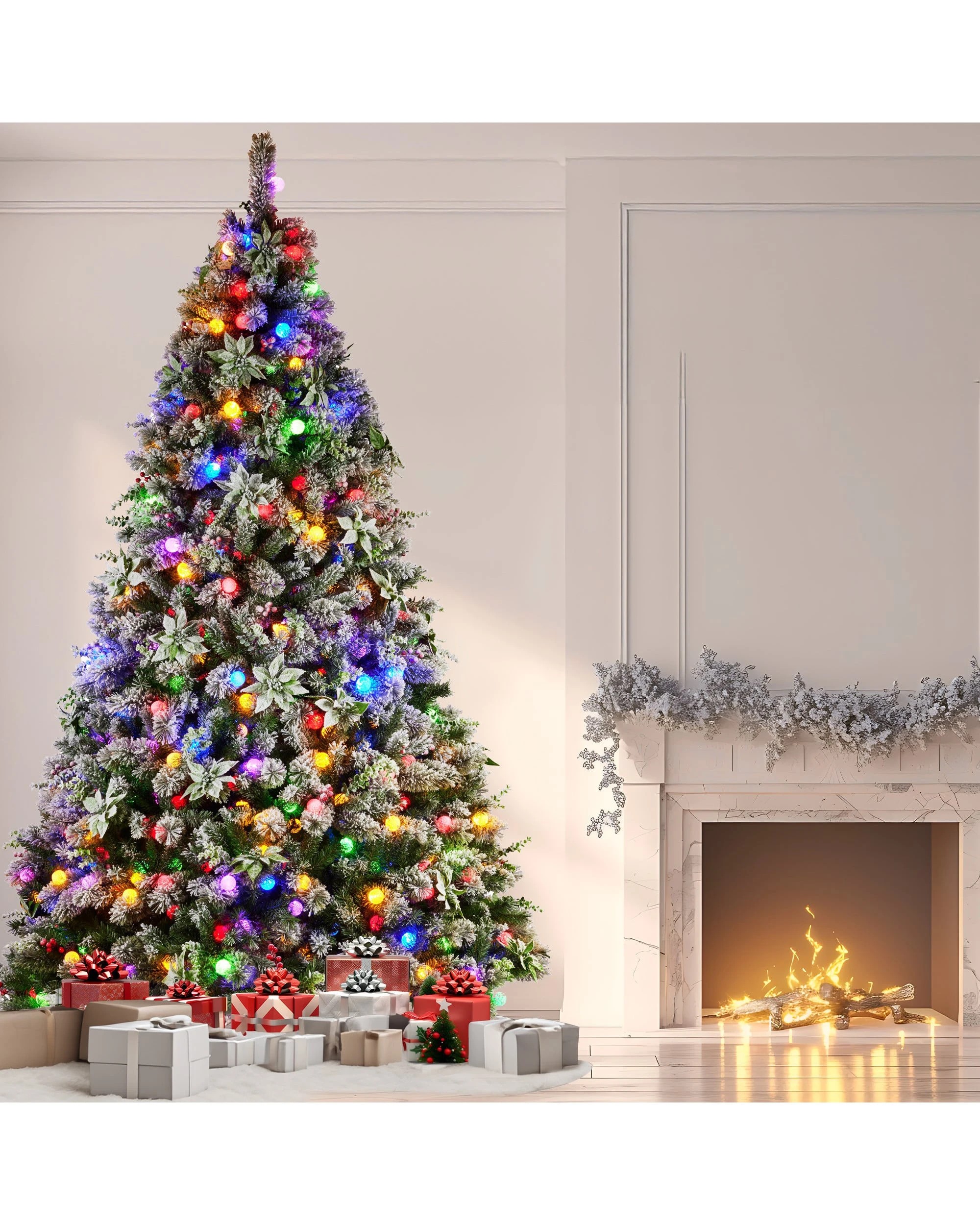 7 Christabelle Snowy Crown Pine 3.7m Multicolour Pre-Lit Christmas Tree with 5340 Tips - Multi, 7 of 8