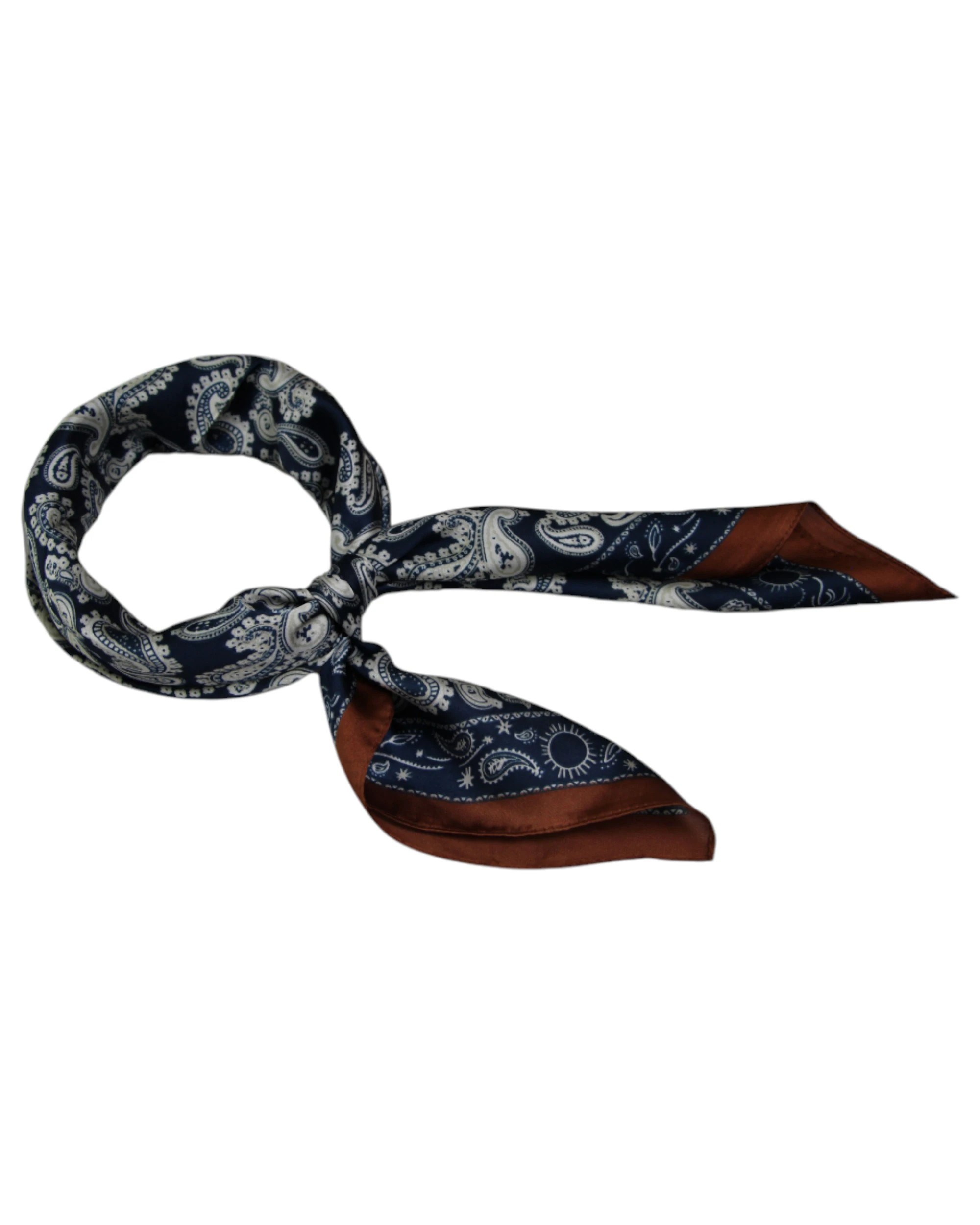 1 Zasel Womens Navy & Copper Paisley Silk Feel Soft Neck Scarf - Multi, 1 of 1
