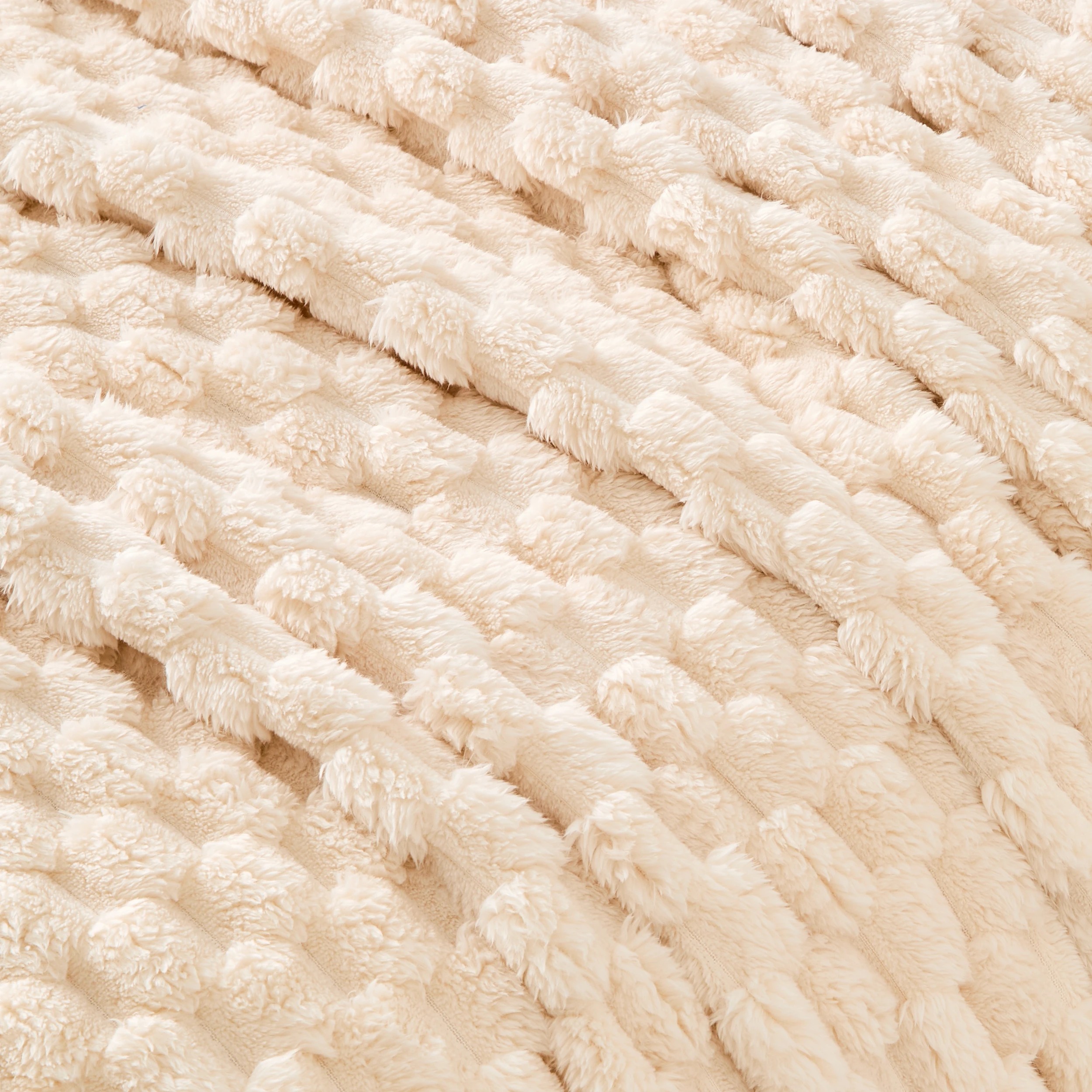 4 Plush Jacquard Blanket - Queen/King Bed, Ivory, 4 of 6