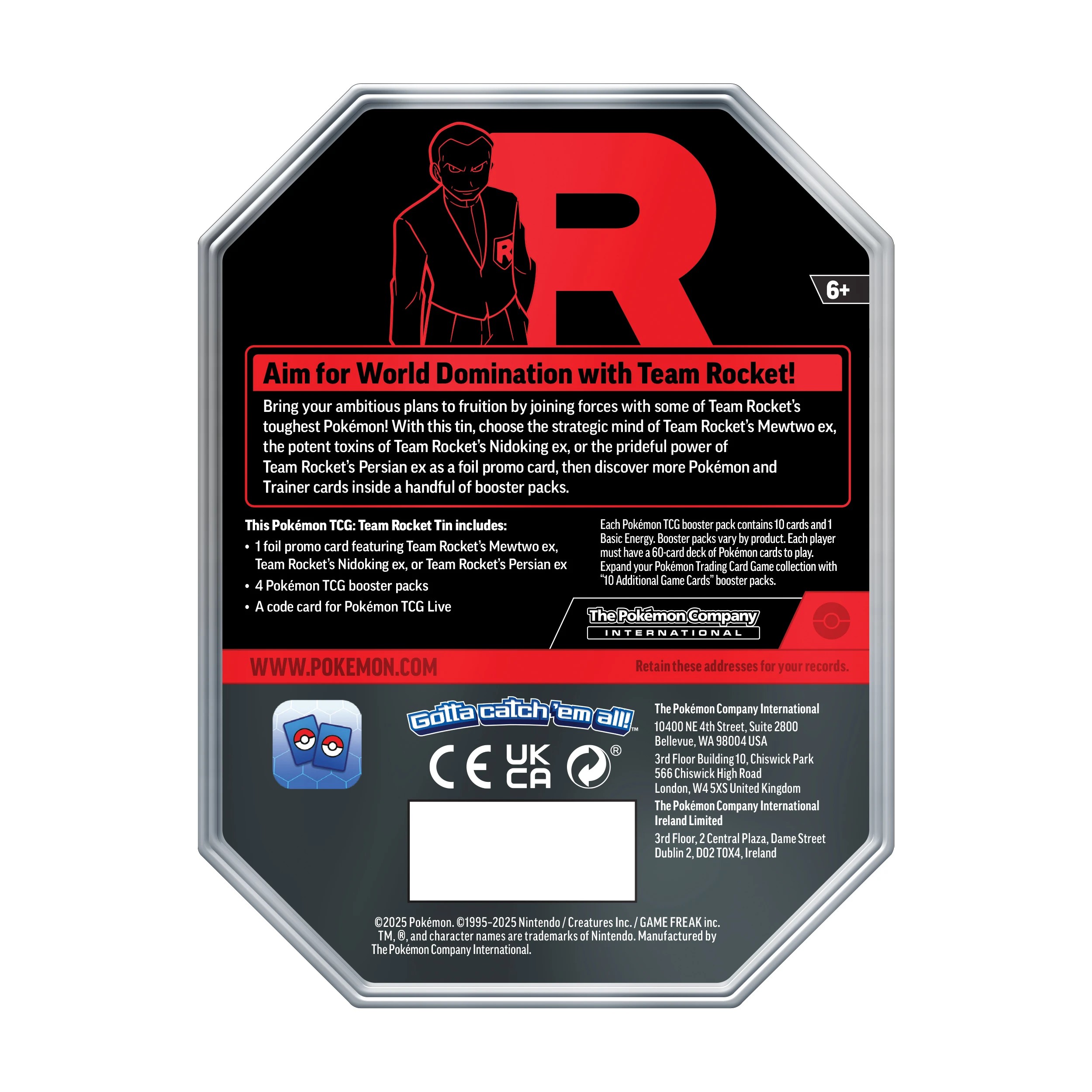 8 Pokemon Trading Card Game: Team Rocket Tin - Assorted, 8 of 8