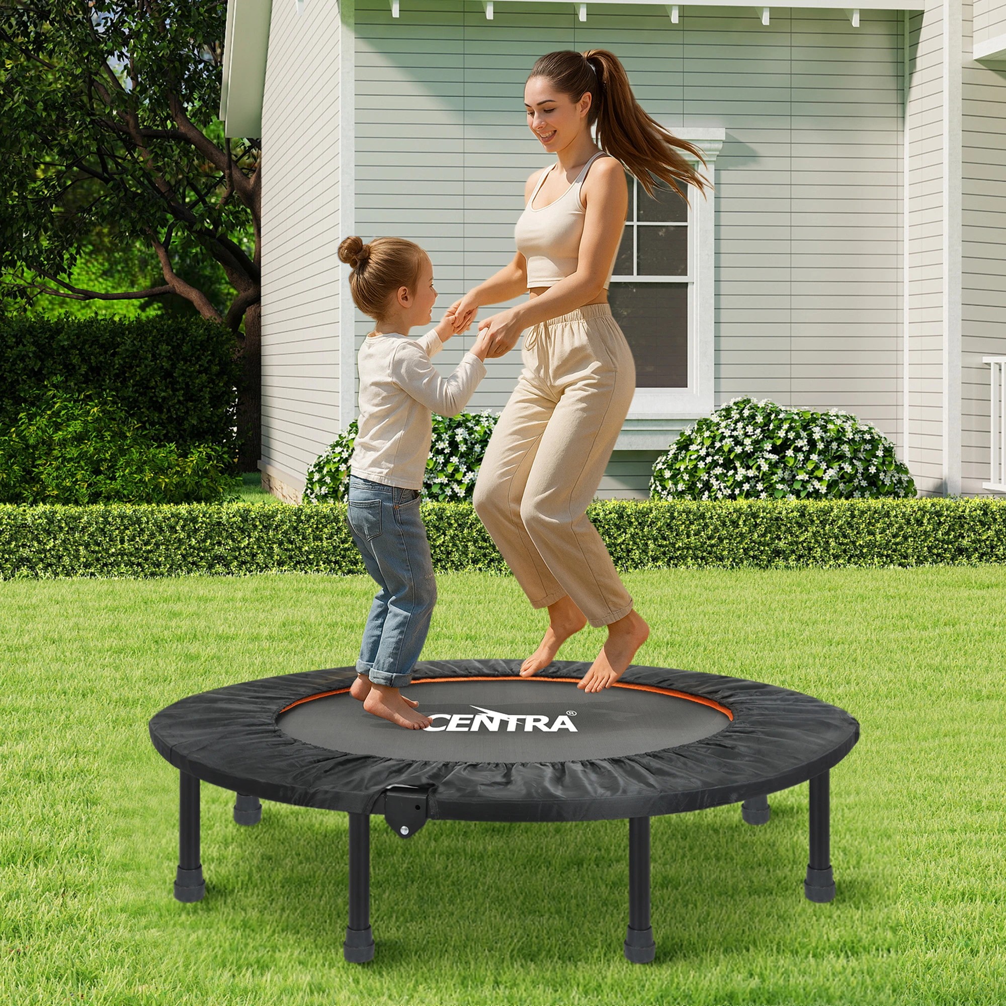 8 Centra 48 Inch Mini Trampoline Bounce Round Exercise Home Gym Fitness Rebounder, 8 of 9