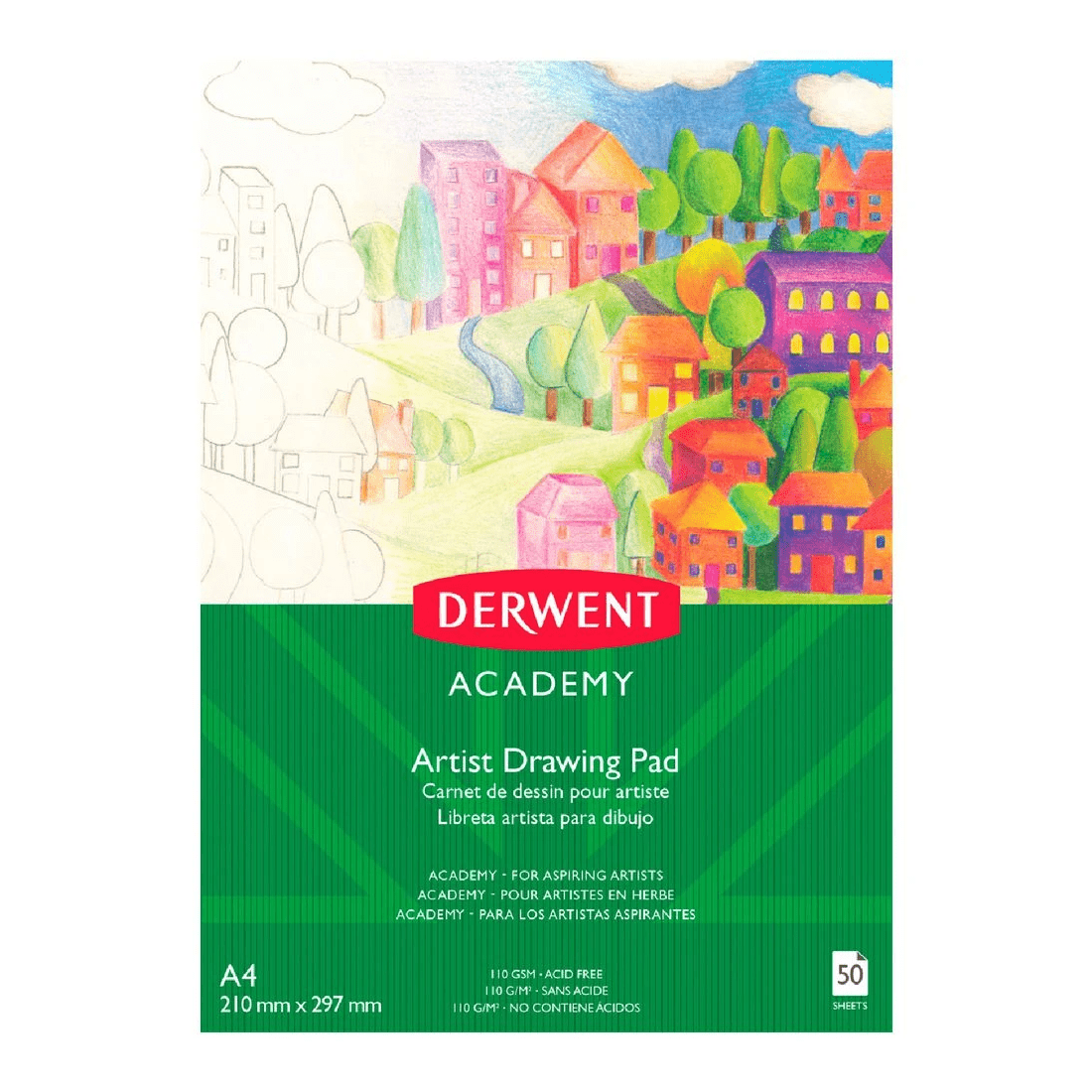1 Derwent Academy Artist Drawing Pad 110gsm 50 Sheets A4, 1 of 1