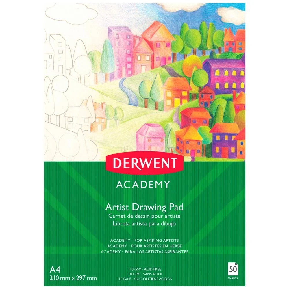 1 Derwent Academy Artist Drawing Pad 110gsm 50 Sheets A4, 1 of 1