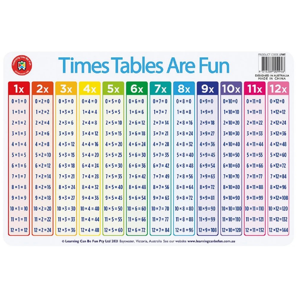 1 Learning Can Be Fun Timetable Placemat, 1 of 1