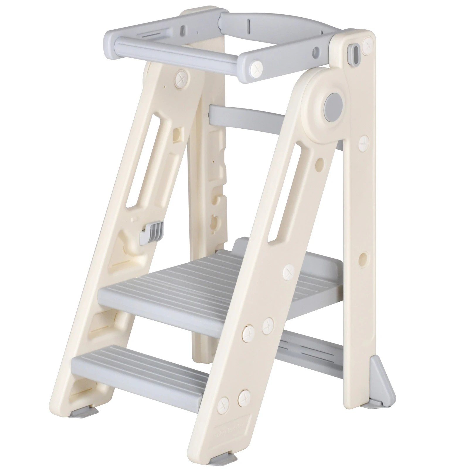 6 Advwin Foldable Kids Step Stool Sink Standing Tower with Safety Rail 2-3 Steps Adjustable Height Kitchen Helper, 6 of 8
