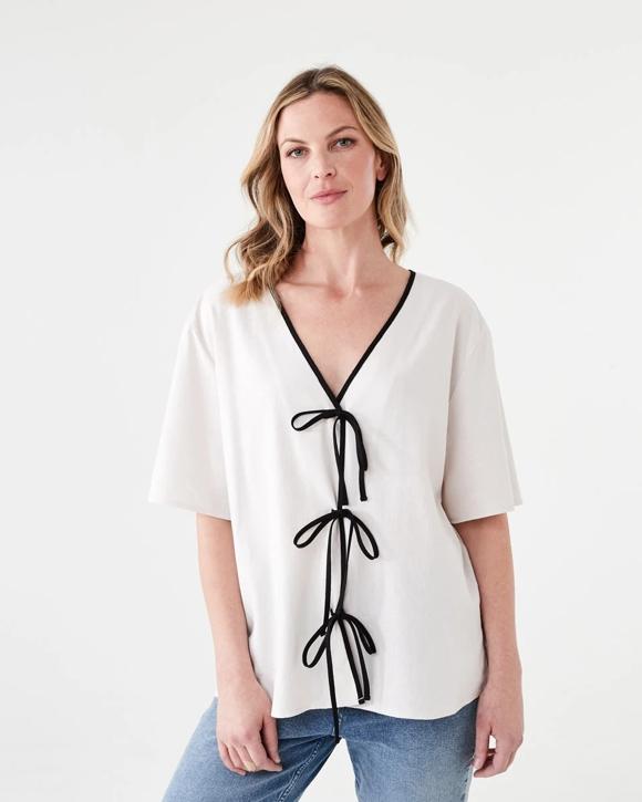 Short Sleeve Tie Front Top