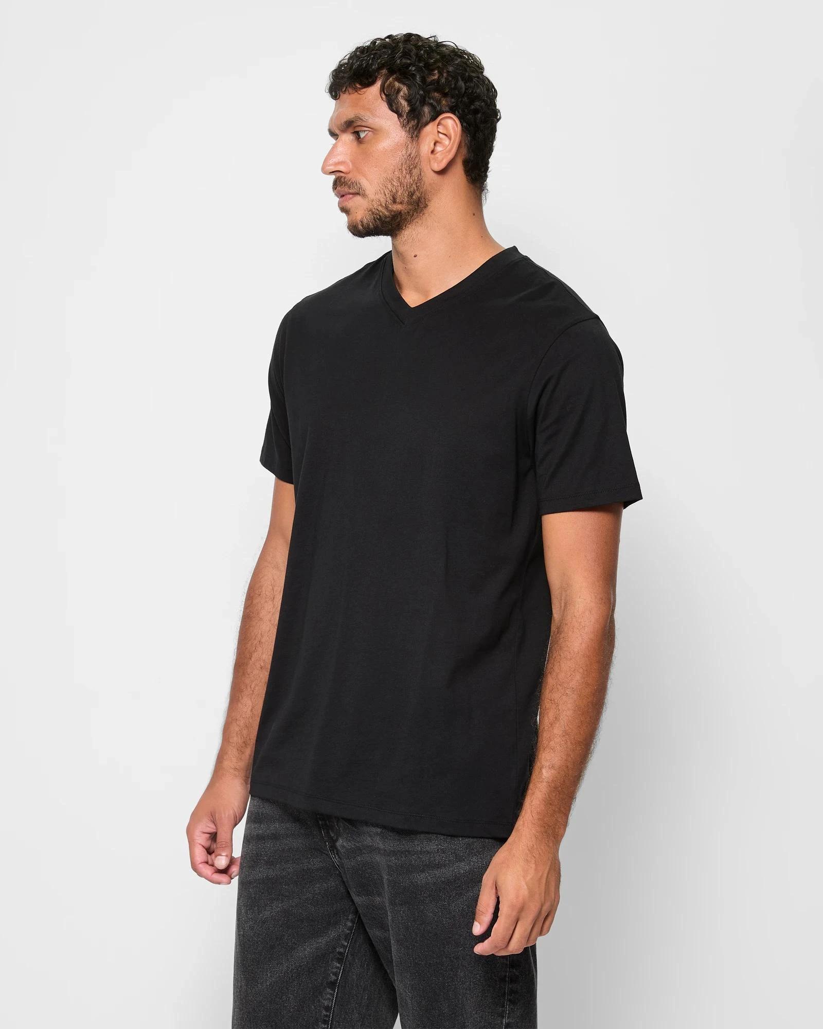 3 Target Australian Cotton V-Neck T-Shirt BLACK, 3 of 5