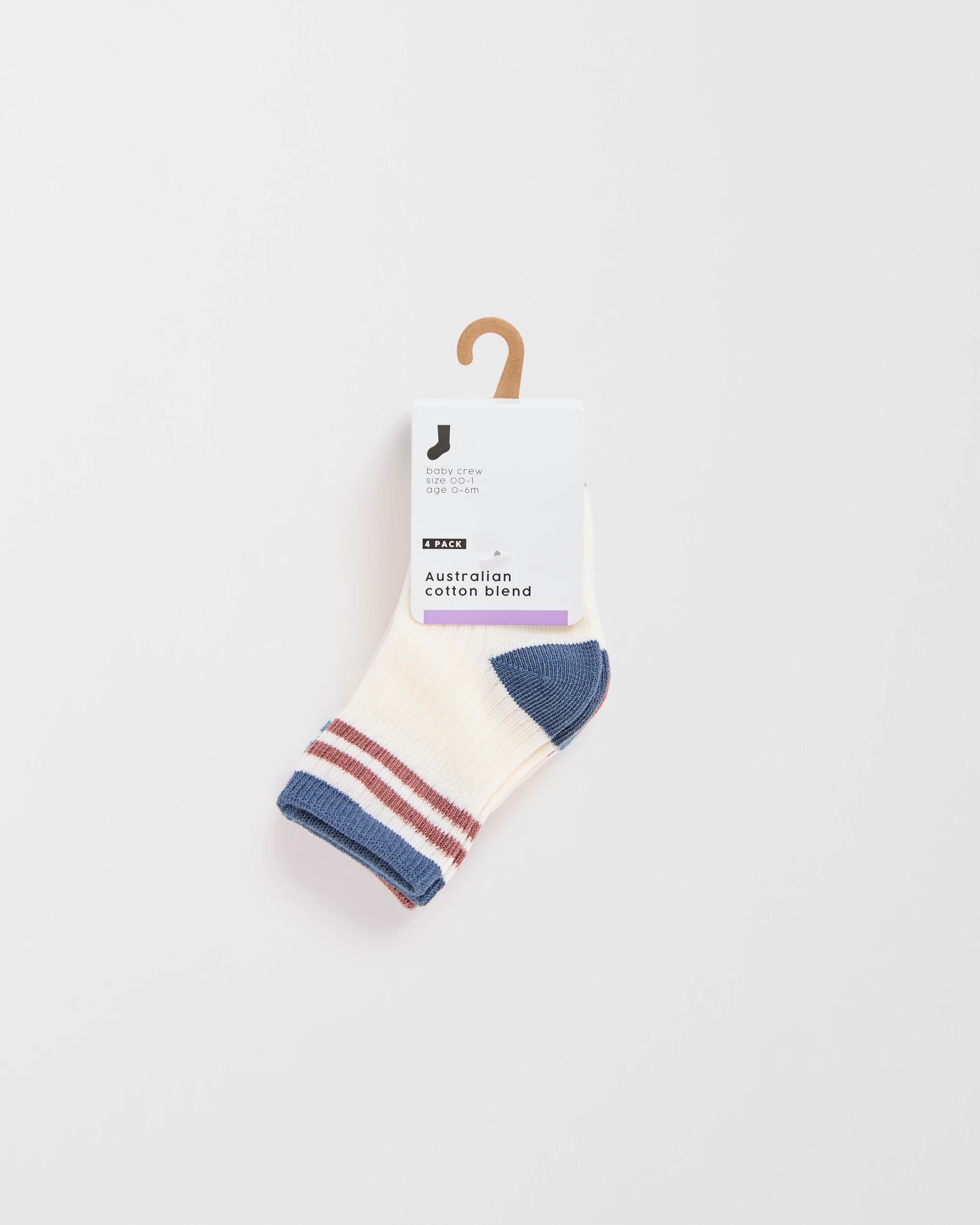 2 Target Baby Baby Australian Cotton Blend 4 Pack Rib Sport Crew Socks RETRO STRIPE, 2 of 3