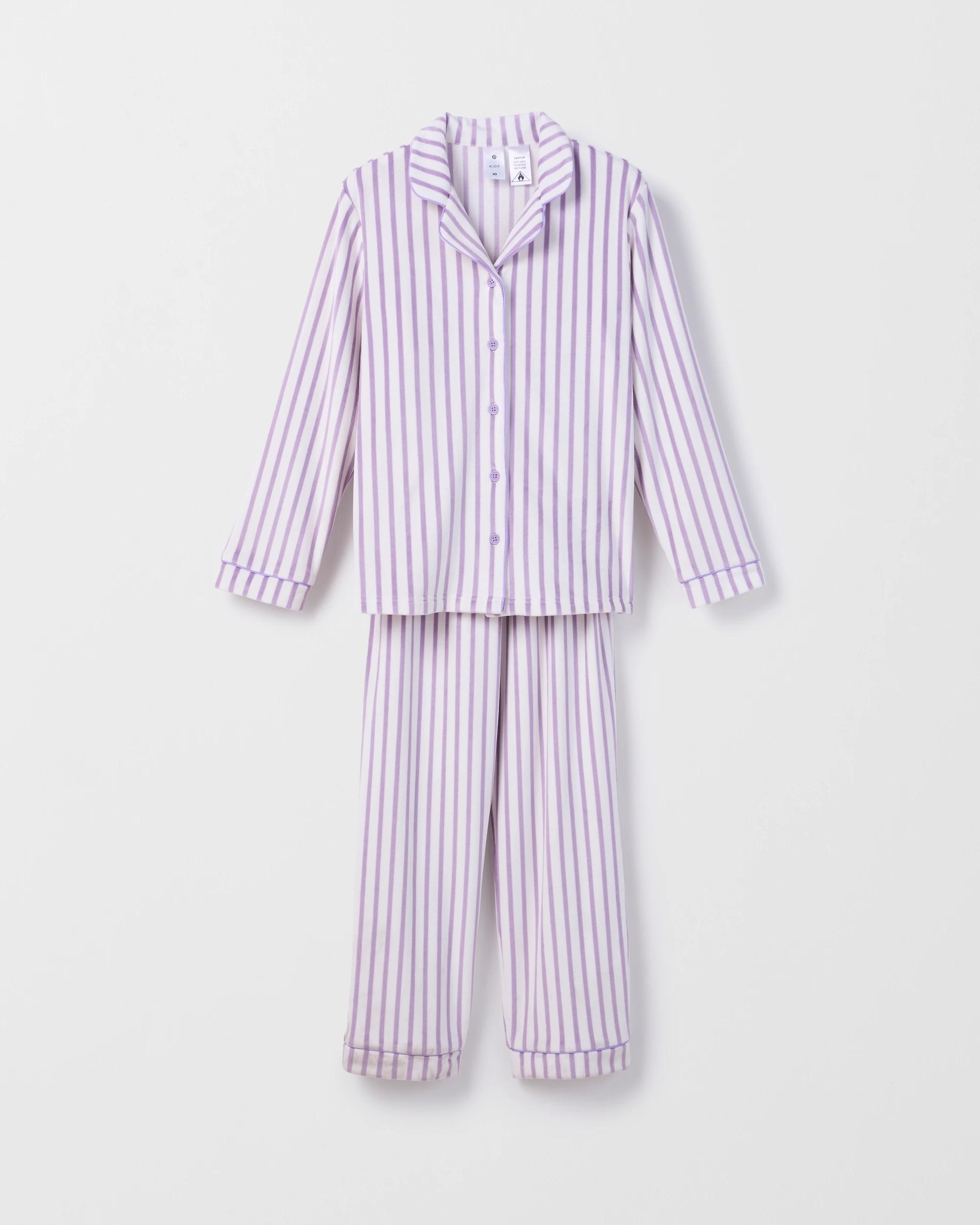 6 Target Kids Older Girls Top & Pants Fleece Pyjama Set STRIPE, 6 of 8