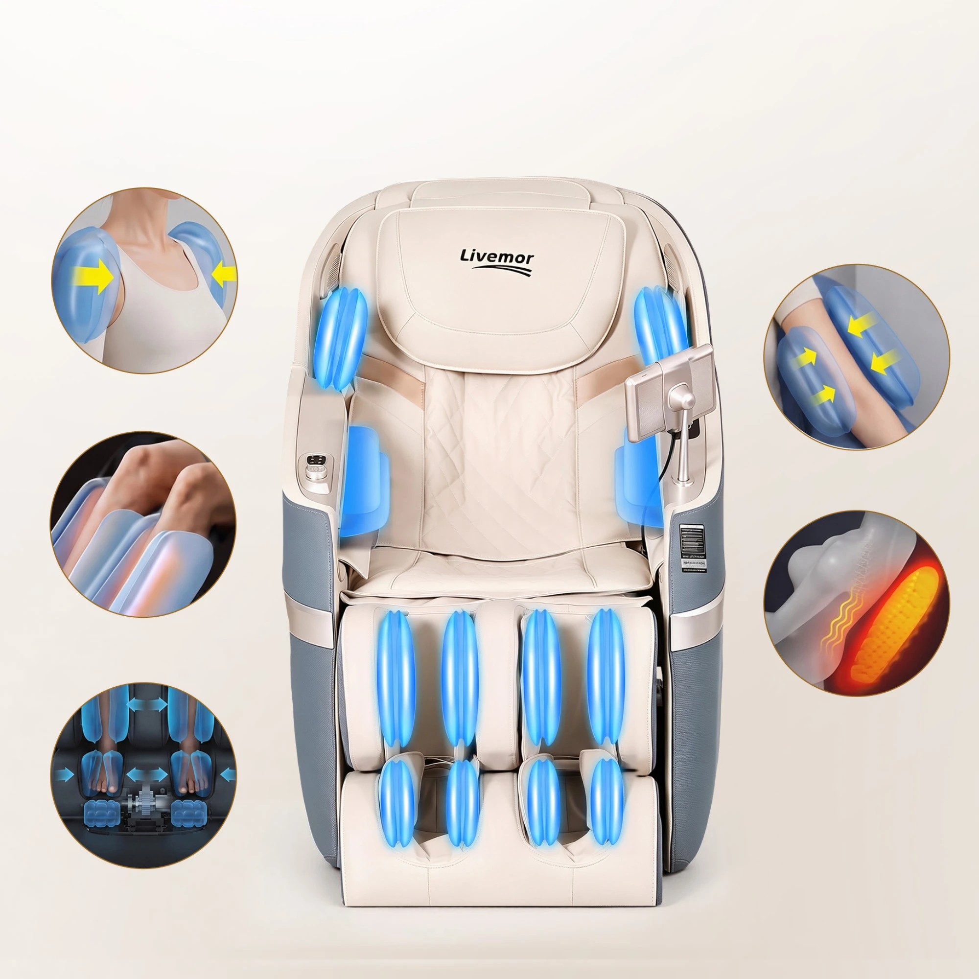 8 Livemor Elite 4D Massage Chair E1 Full Body Zero Gravity Recliner SL Track AI Body Scan - Multi, 8 of 10