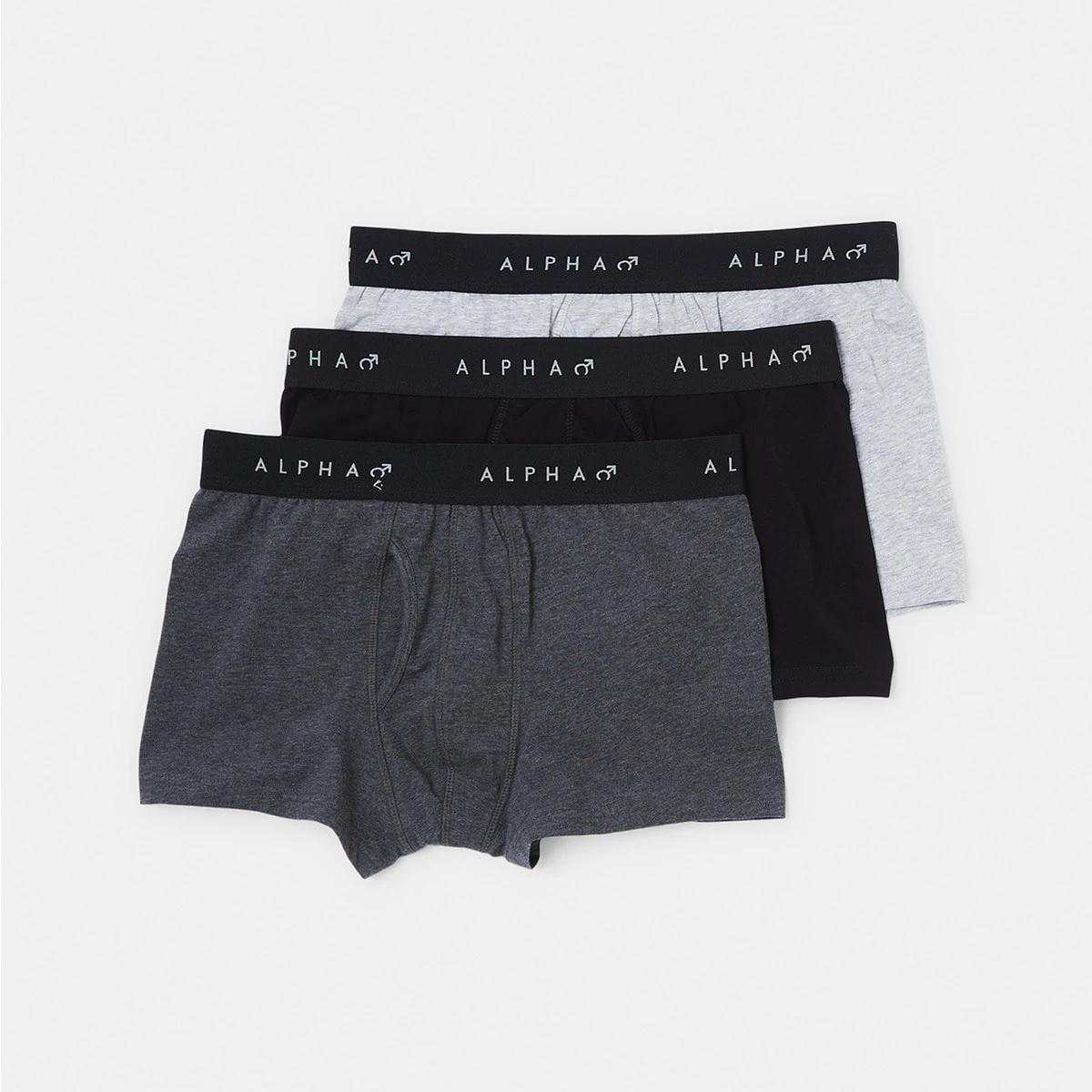 1 3 Pack Fly Front Plain Trunks GREY MARLE, 1 of 8