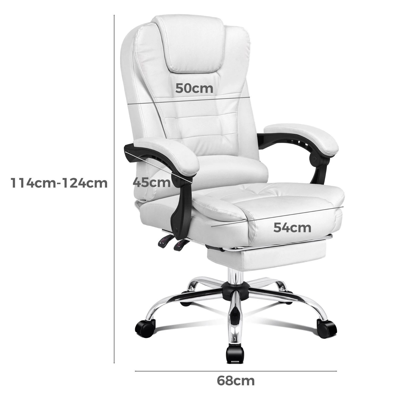 9 Alfordson Office Chair Executive Gaming Computer Racer PU Leather Seat Recliner - White, 9 of 10