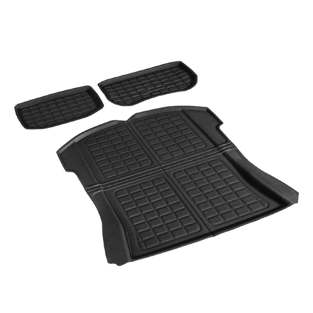1 3PCS Car Rear Front Cargo Trunk Toolbox Rubber Mats Compatible for Tesla Model 3 - Black, 1 of 6