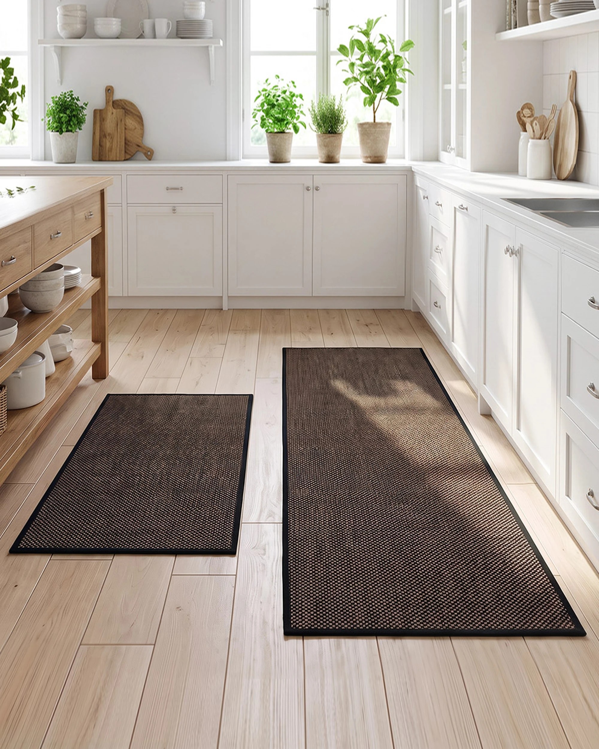 7 ZUNI 2PCS Washable Absorbent Kitchen Mats Non Slip Anti Fatigue for Kitchen Floor Black, 7 of 7