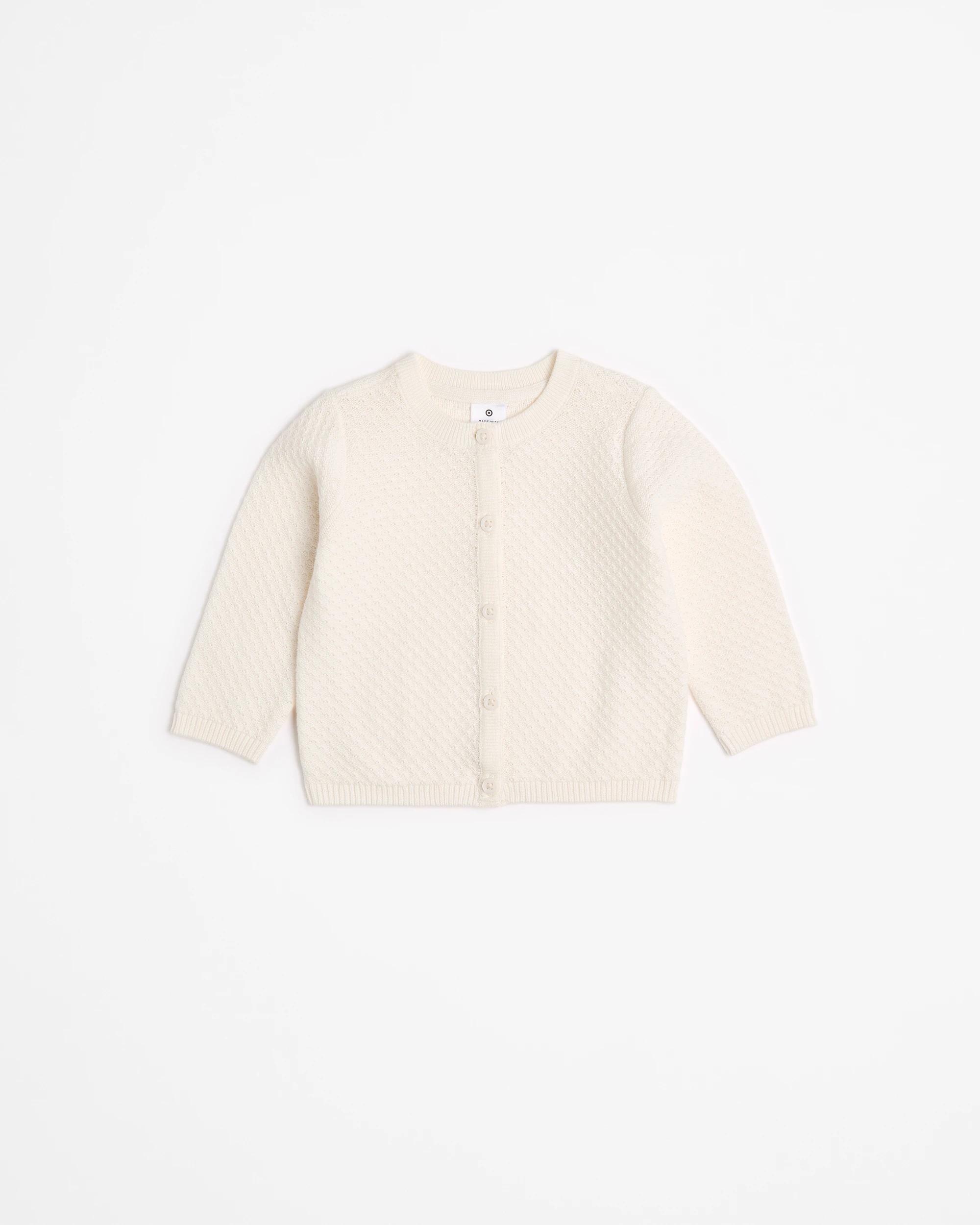 1 Target Baby Unisex Organic Cotton Pointelle Knit Cardigan CREAM, 1 of 3