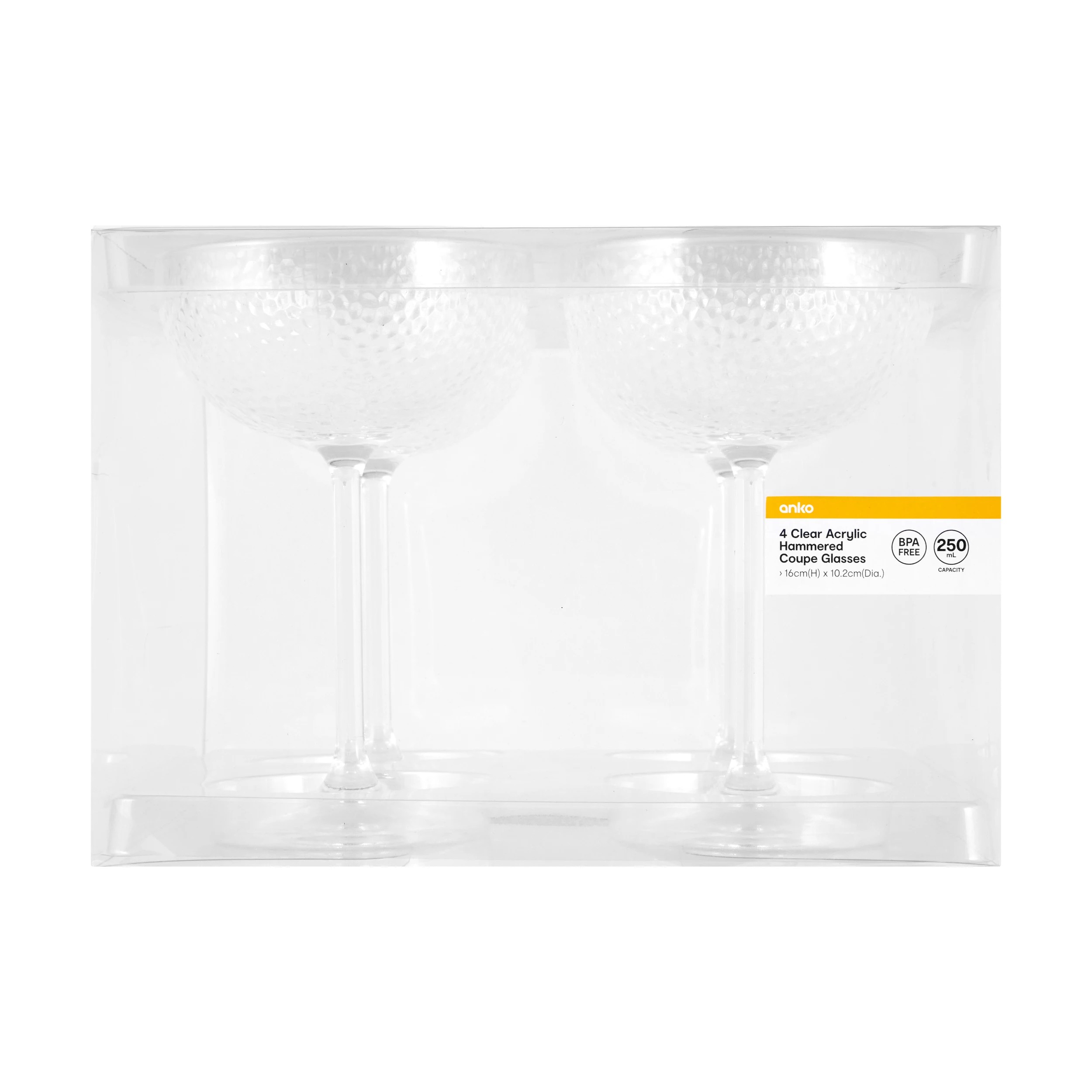 6 4 Clear Acrylic Hammered Coupe Glasses, 6 of 6
