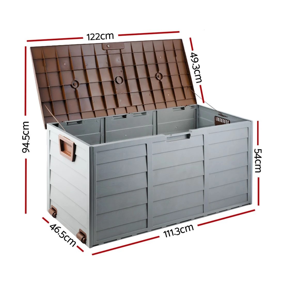 1 Gardeon Outdoor Storage Box 290L Lockable - Brown, 1 of 8