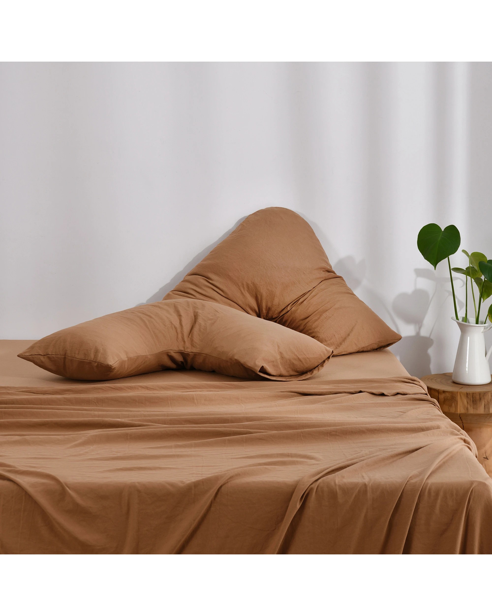 5 Dreamaker Superfine Washed Microfibre V-Shape Pillowcase Twin Pack - Rust, 5 of 5