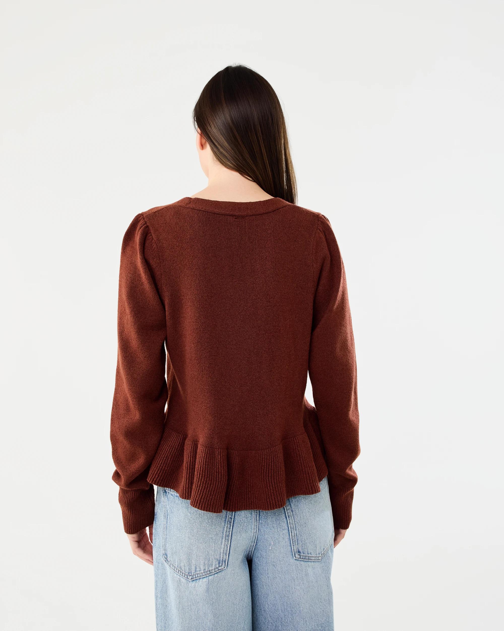 3 Peplum Cardigan Burnt Rust, 3 of 6
