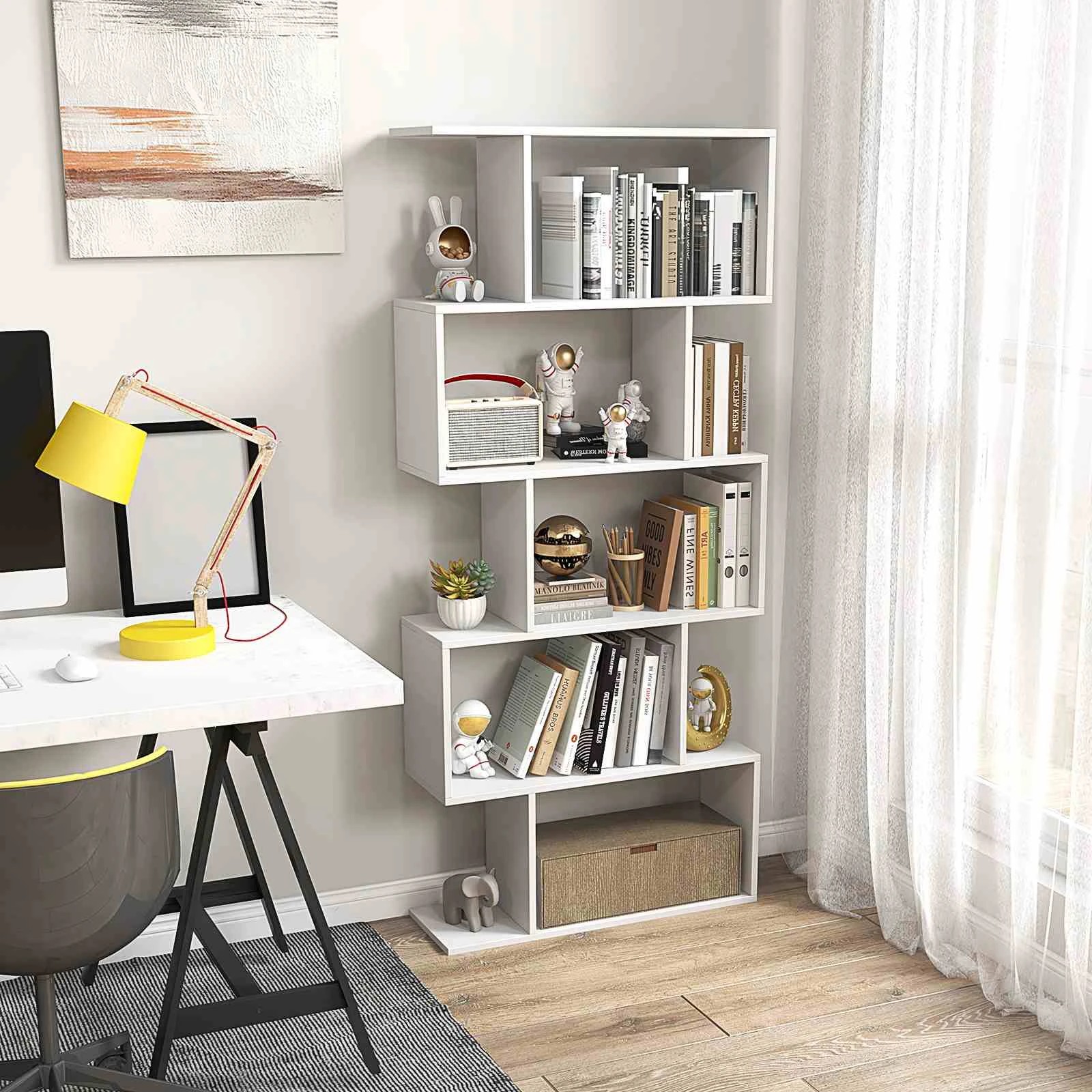 3 Costway 5-Tier Display Bookshelf Bookcase Storage Cabinet - White, 3 of 4