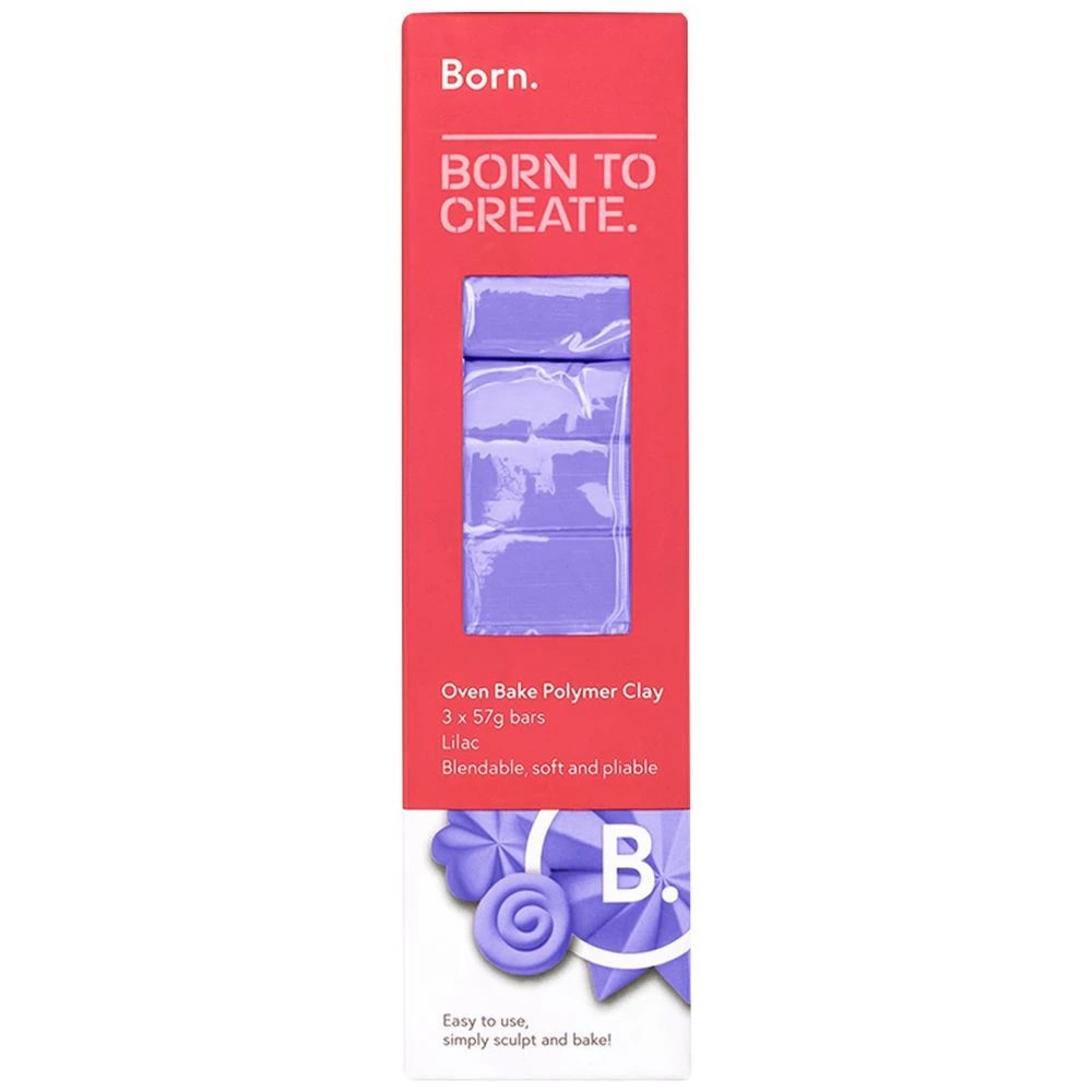 1 Born Oven Bake Polymer Clay Lilac 3 Pack, 1 of 4