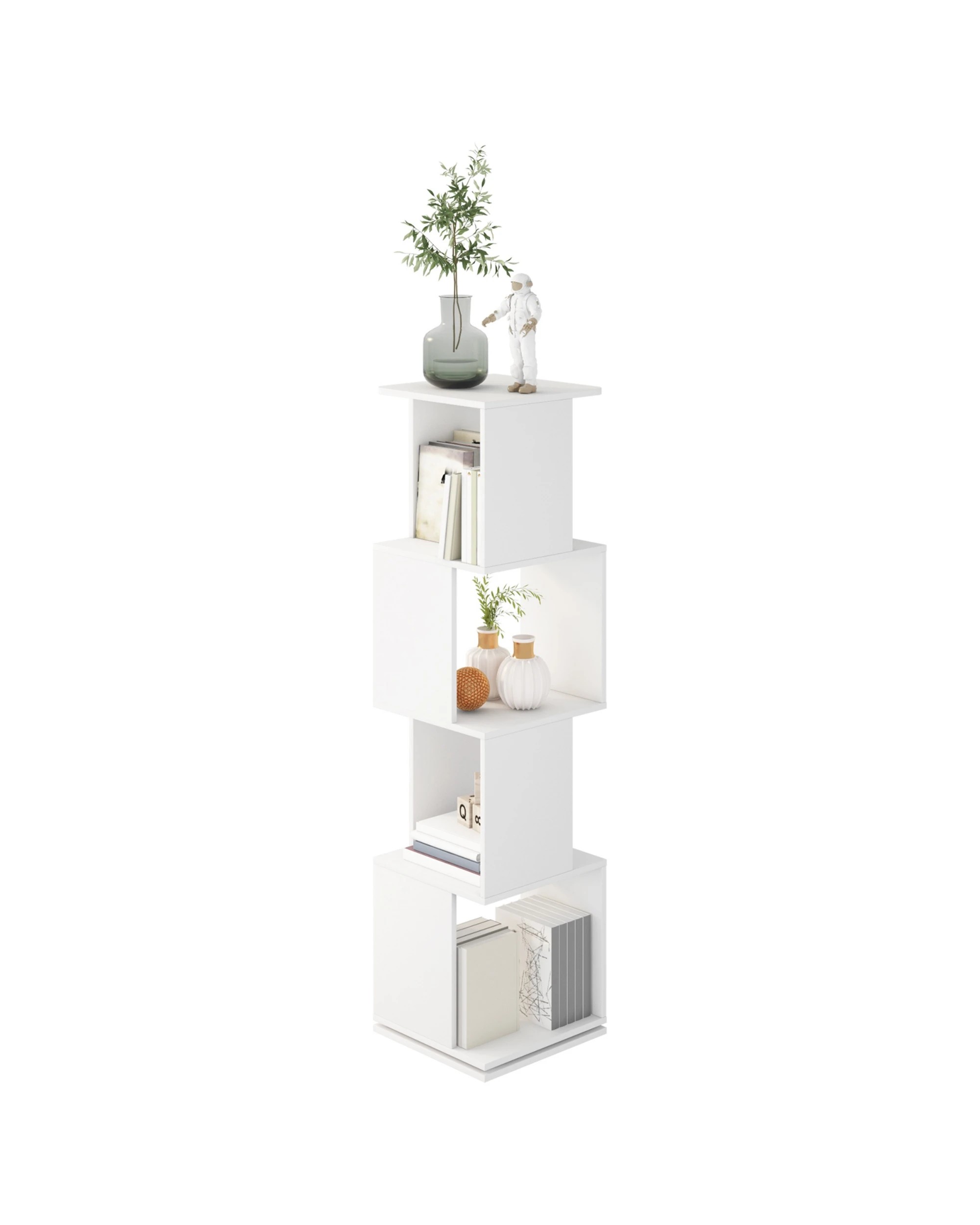 4 Advwin 4-Tier Rotating Bookshelf 360 Swivel Display Rack Corner Bookcase Cabinet, 4 of 8