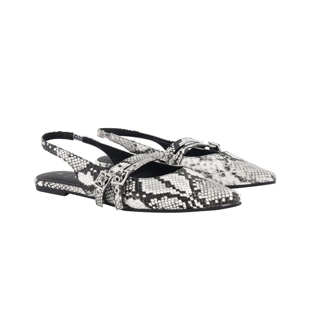3 Slingback Two Strap Flats SNAKE BLACK WHITE, 3 of 3
