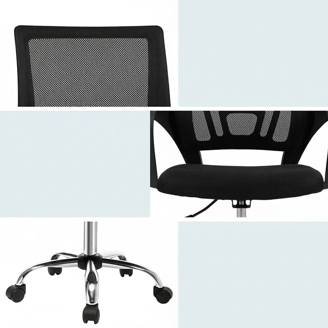 6 Artiss 2x Mesh Office Chair Mid Back - Black, 6 of 6