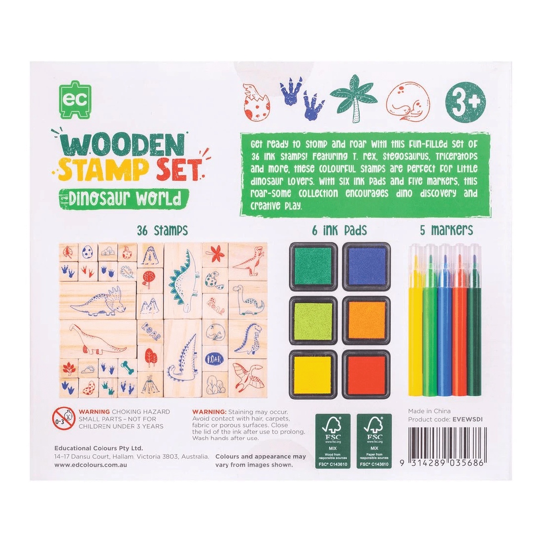 4 Wooden Stamp Set  47 Piece Dinosaurs, 4 of 4