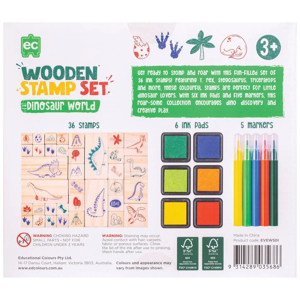 4 Wooden Stamp Set  47 Piece Dinosaurs, 4 of 4