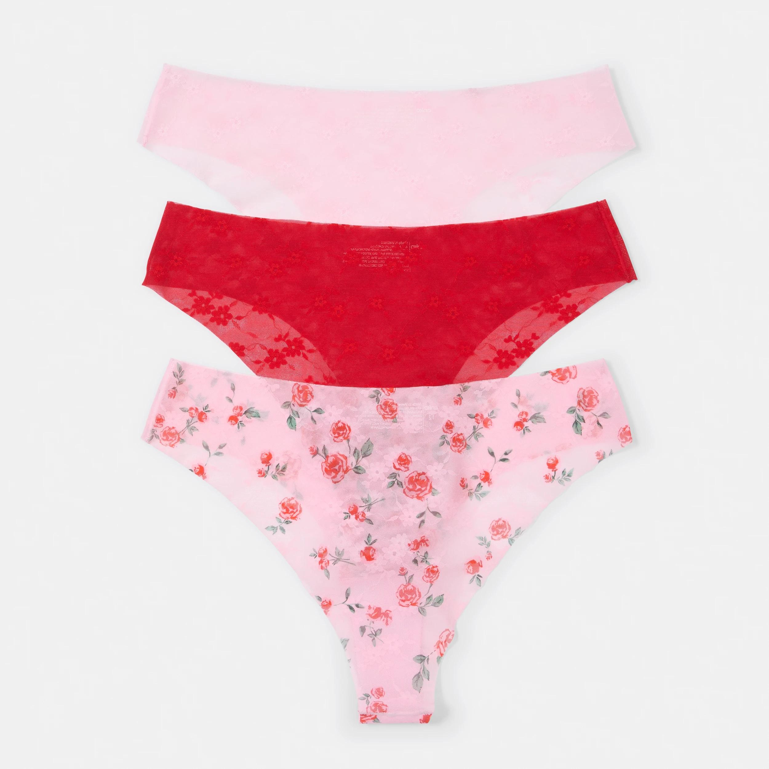 2 3 Pack Stretch Lace Cheeky Bikini Briefs Wild Rose, 2 of 8