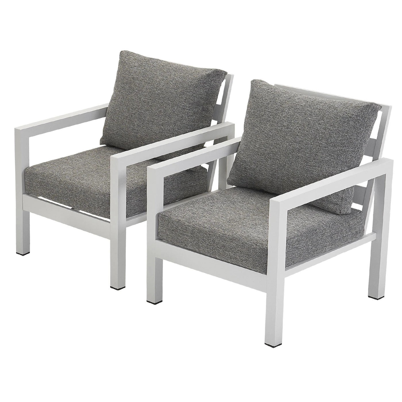 2 Moda Living Manly Single Seater White Aluminium Outdoor Sofa Lounge - Textured Grey Cushions (Set of 2) - White, 2 of 10