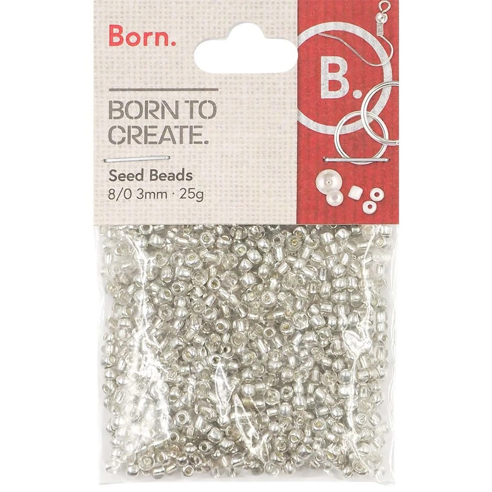 1 Born Seed Beads 8/0 3mm 25g Silver, 1 of 1