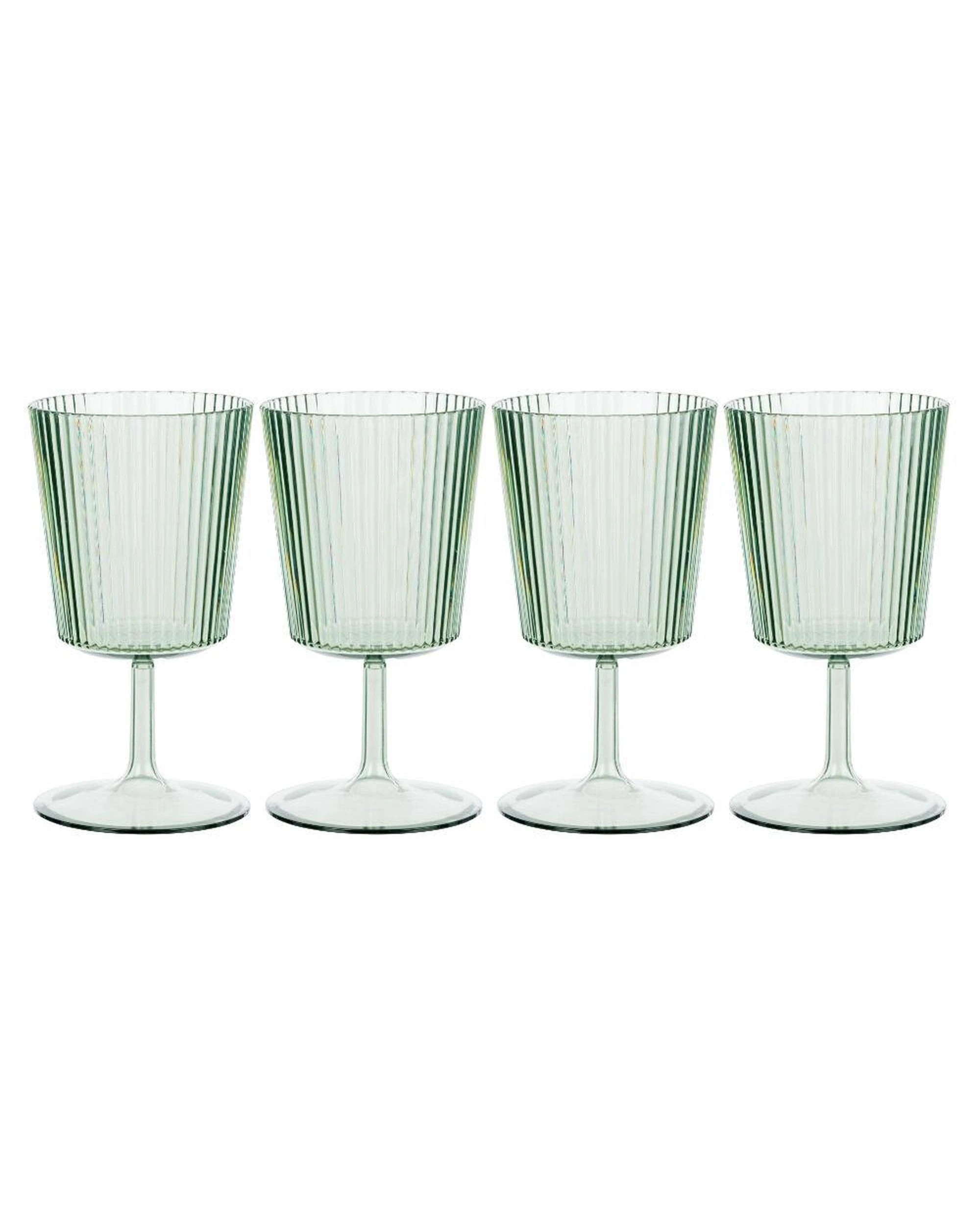 1 Davis & Waddell Saltara Plastic Wine Glasses 300ml Green Set of 4 - Green, 1 of 7