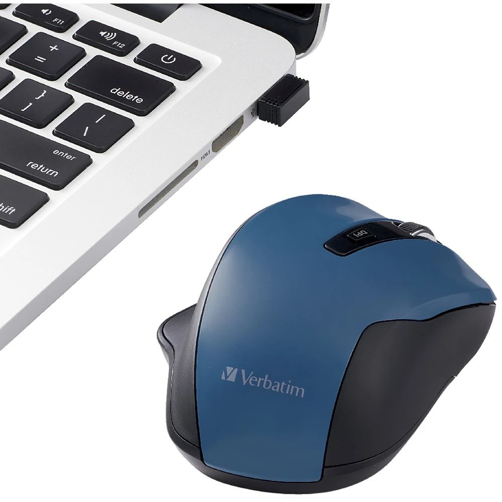 3 Verbatim Silent Ergonomic Wireless Mouse Blue, 3 of 4