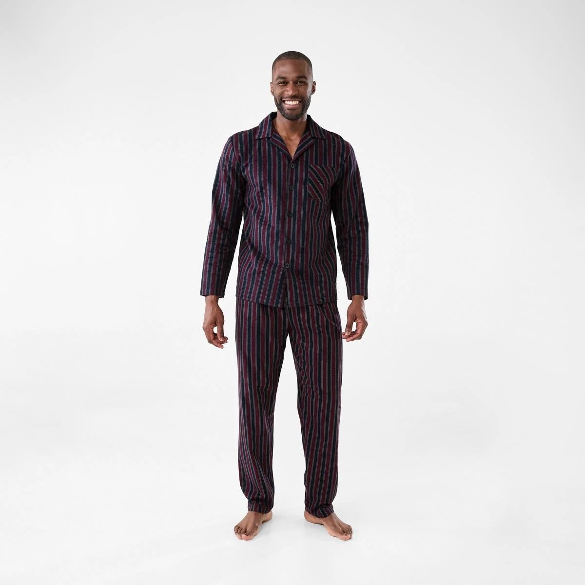 1 Printed Flannel Pyjama Set Ivy Stripe, 1 of 8