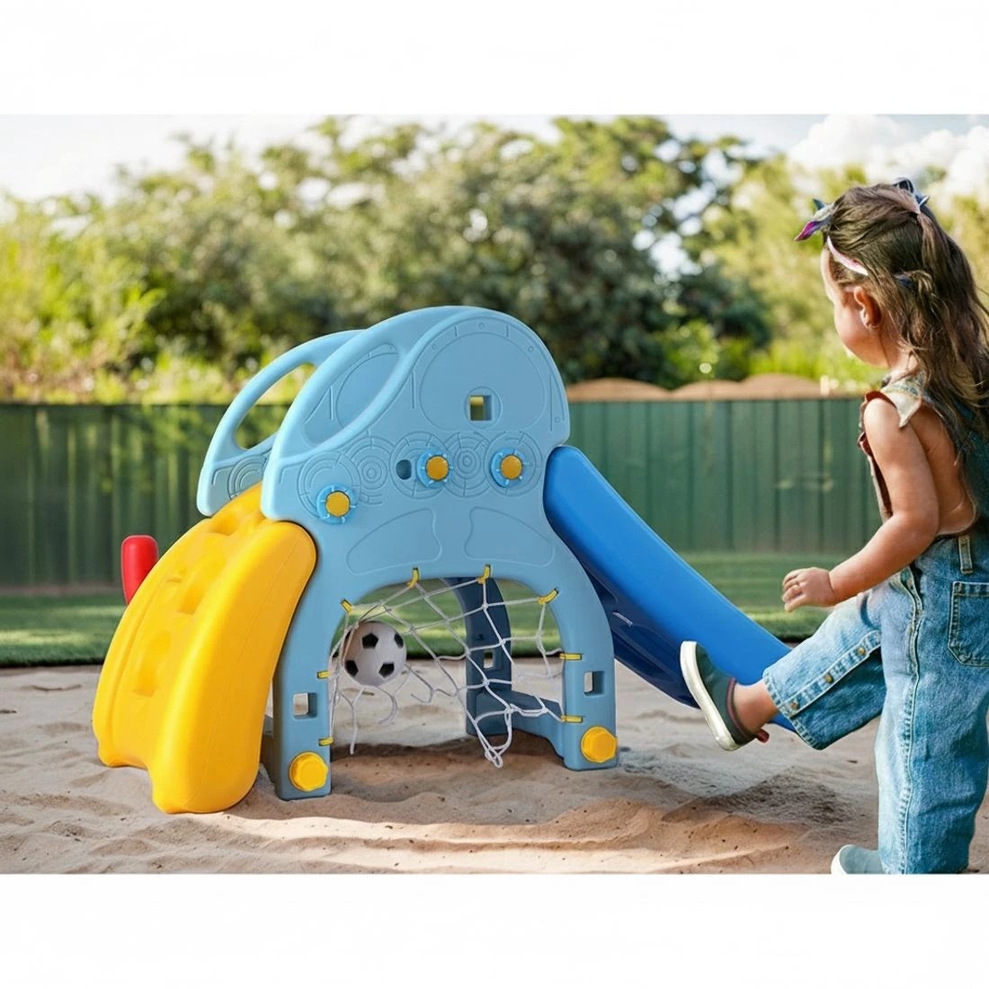 4 Keezi Kids Slide Set Baseball Bat Basketball Hoop Outdoor Playground 120cm - Blue, 4 of 6