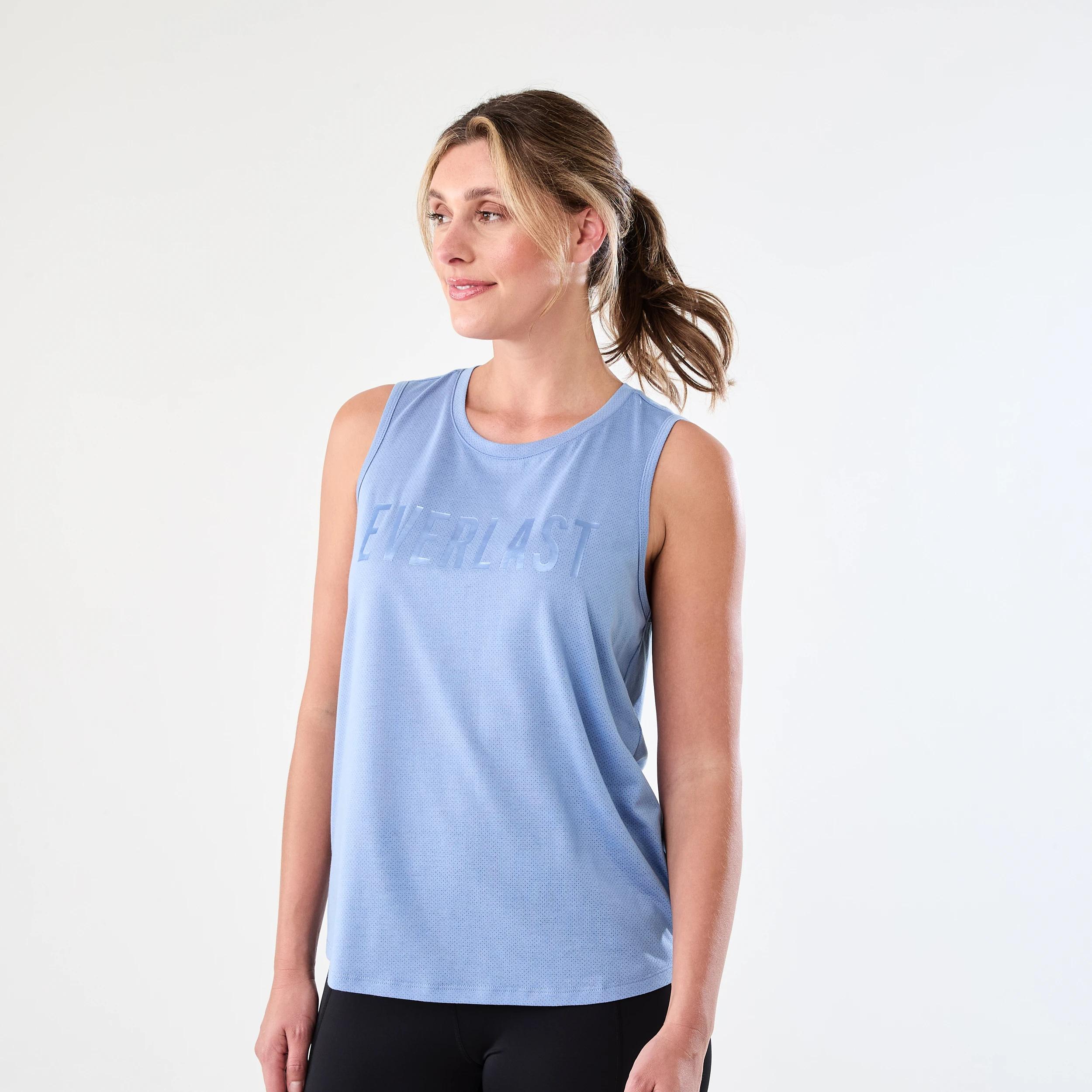 2 Everlast Womens Keyhole Tank EVERLAST BLOCK LOGO OASIS BLUE, 2 of 7