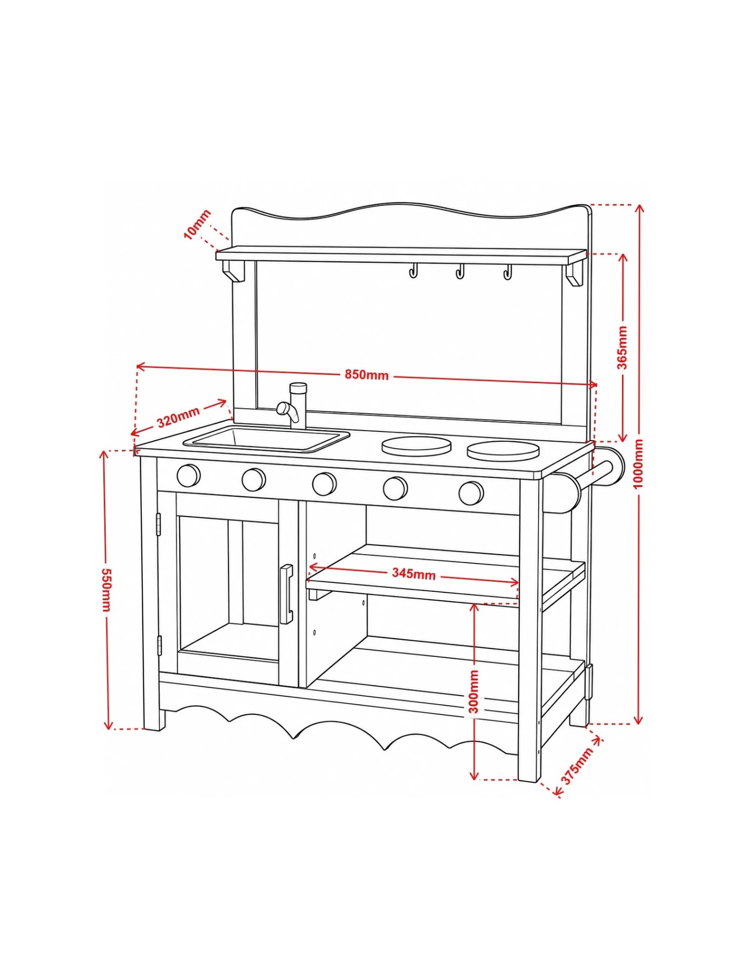 4 Hide & Seek Kids Mud Kitchen - Timber Play Kitchen, 4 of 9